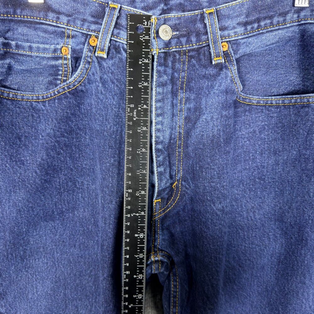 Levis 505 Men's Jeans 36x30(34x28) Regular Fit Straight Leg Dark Wash Blue Denim - Picture 11 of 14